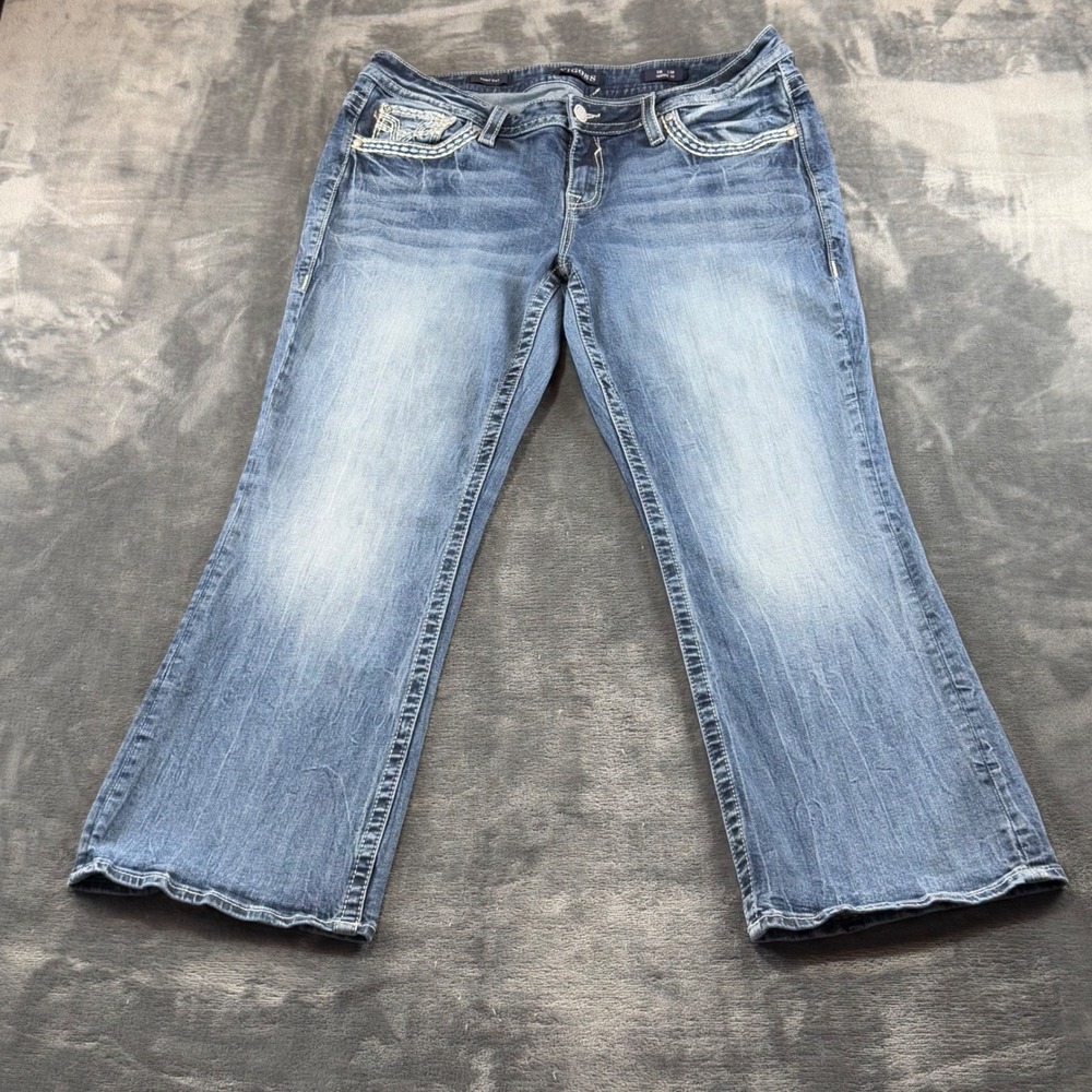 Vigoss Heritage Fit Bootcut Jeans Medium Wash Embroidered Studded Size 16 L30